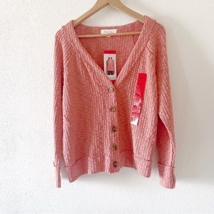 TWO BY VINCE CAMUTO Women's Peach Long Sleeve Button Up Cardigan NWT